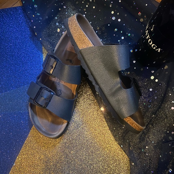 HAWKINS Frm SPÄIN BLACK LEATHER BIRKENSTOCK Sandals EUC CLASSIC 7.5 - Picture 4 of 7